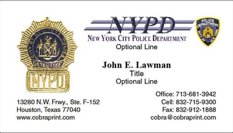 nypd business card request.